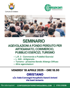 Seminario Oristano: Opportunità per Artigiani, Commercianti e Operatori del Turismo