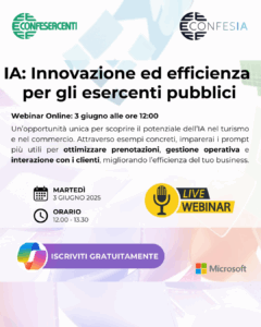 Intelligenza artificiale e Imprese: martedì 3 giugno evento formativo Confesercenti – Microsoft